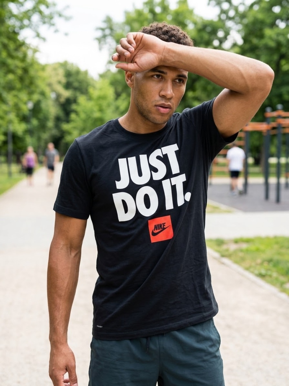 NWT Nike "Just Do It" Graphic T Shirt Black Size Large
